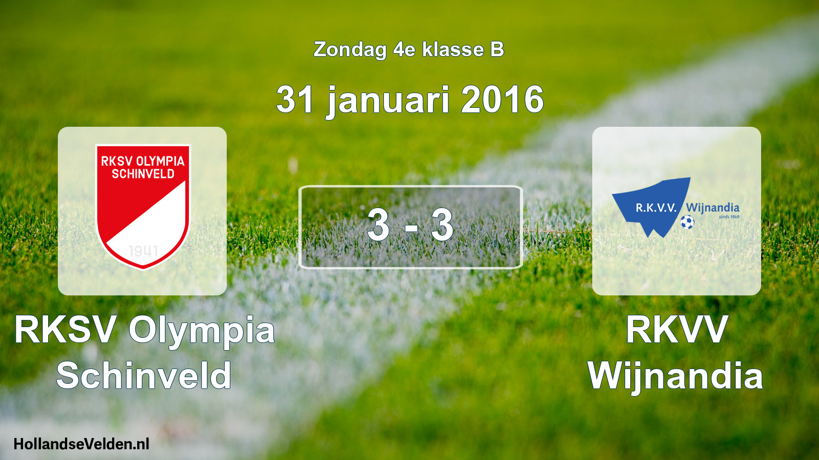 Total number of matches played: RKSV Olympia Schinveld - RKVV Wijnandia 3 - 3 (31 January 2016)