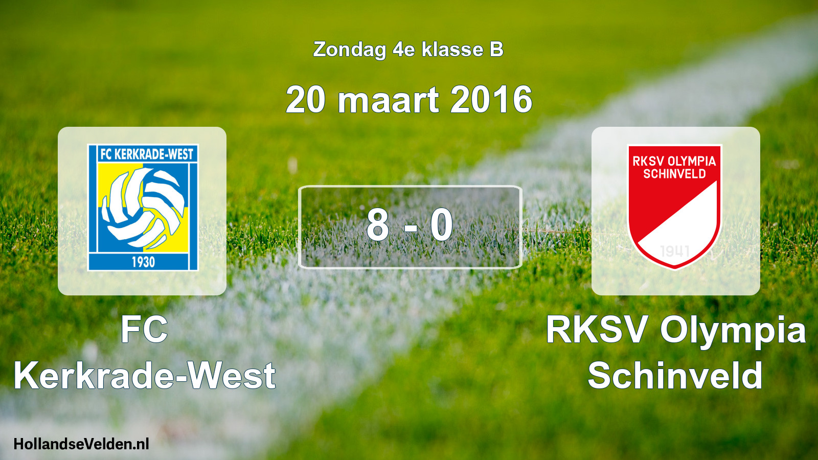Total number of matches played: FC Kerkrade-West - RKSV Olympia Schinveld 8 - 0 (20 March 2016)