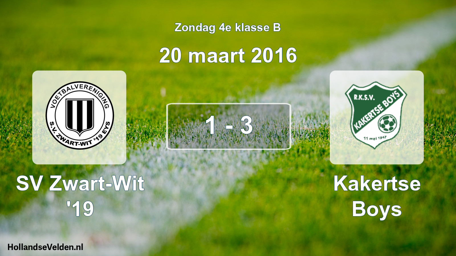 Total number of matches played: SV Zwart-Wit '19 - Kakertse Boys 1 - 3 (20 March 2016)