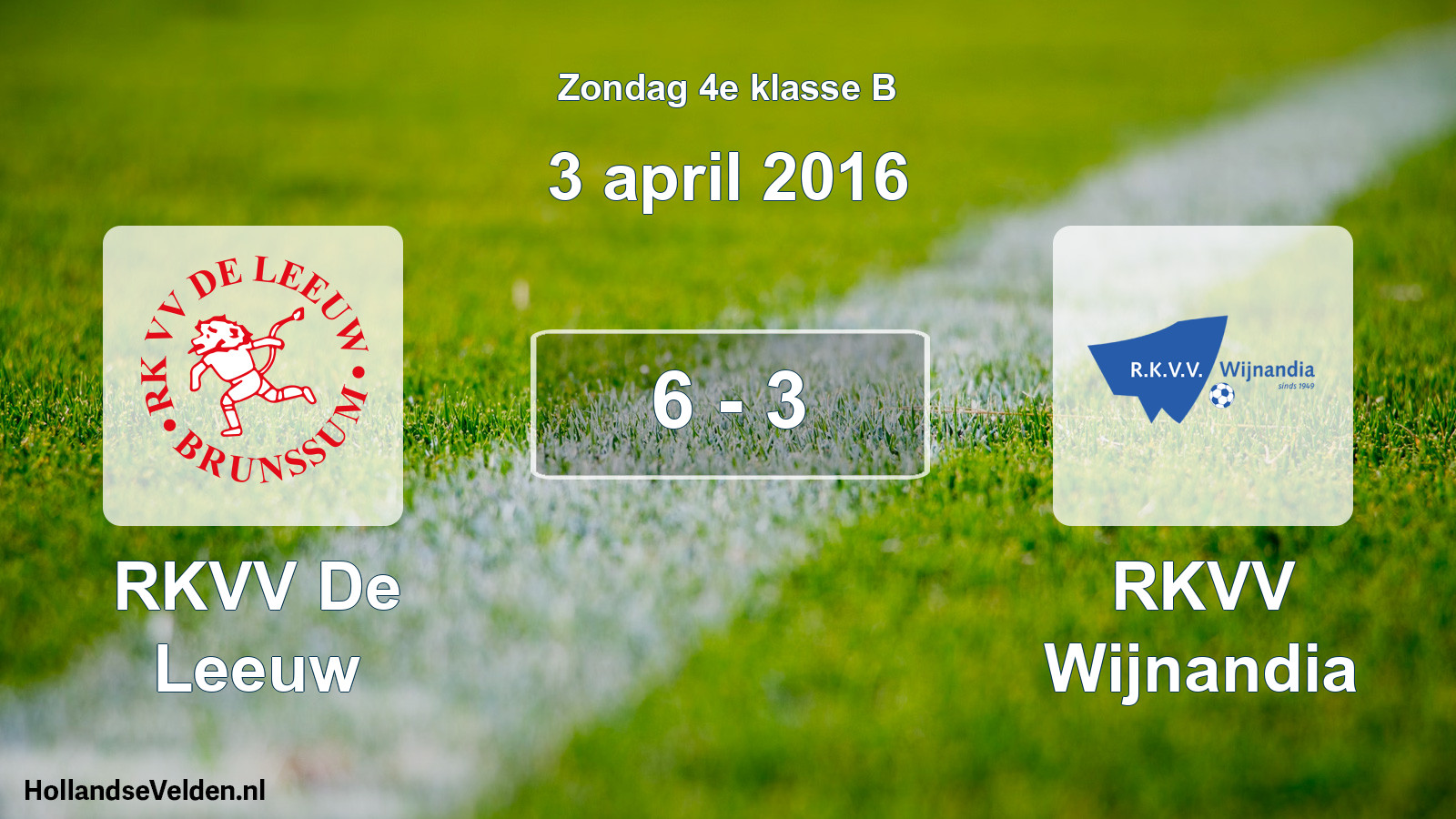 Total number of matches played: RKVV De Leeuw - RKVV Wijnandia 6 - 3 (3 April 2016)
