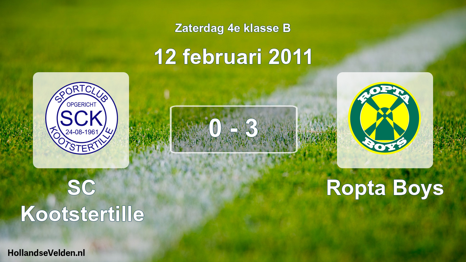 Total number of matches played: SC Kootstertille - Ropta Boys 0 - 3 (12 February 2011)