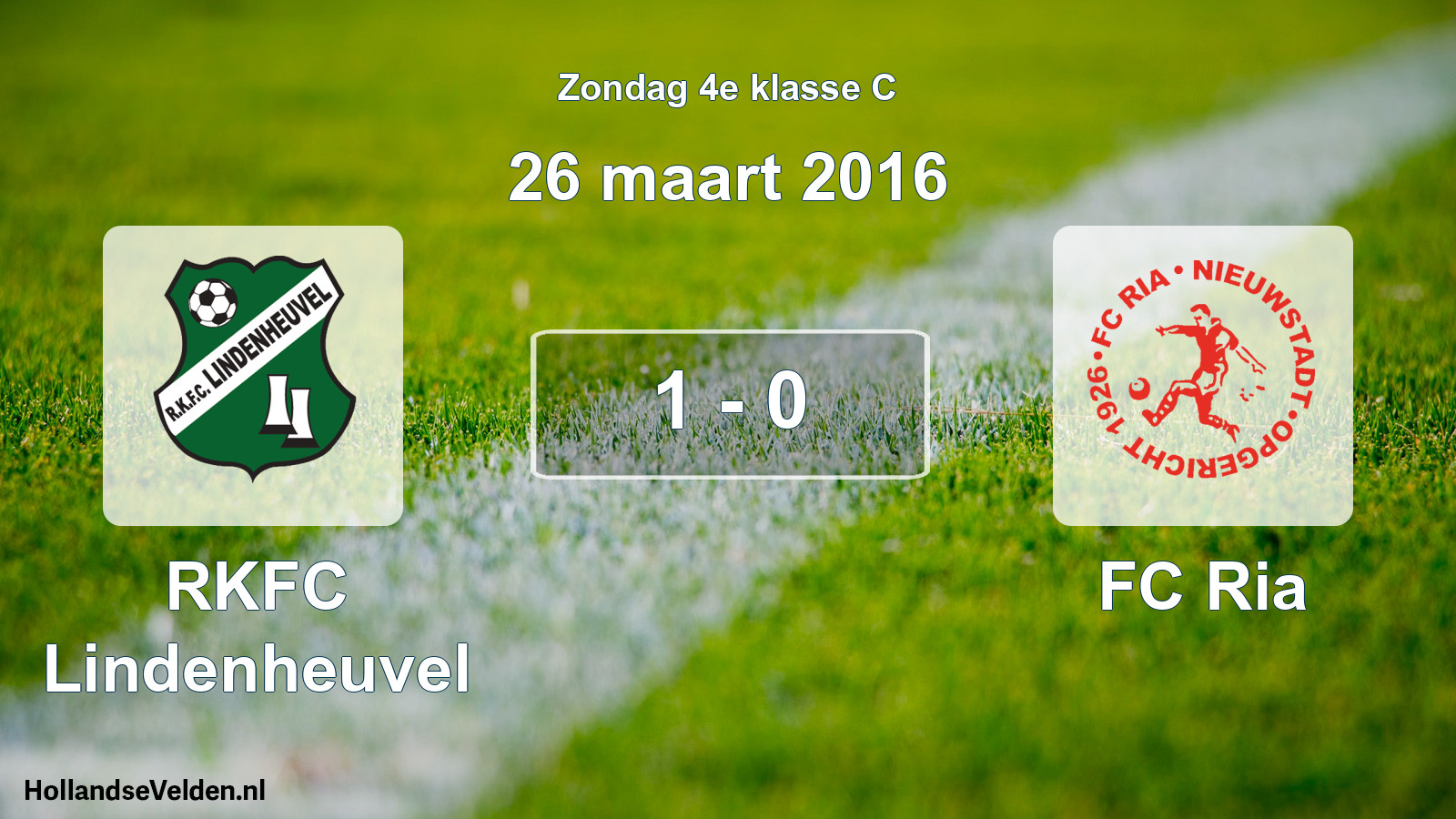 Total number of matches played: RKFC Lindenheuvel - FC Ria 1 - 0 (26 March 2016)