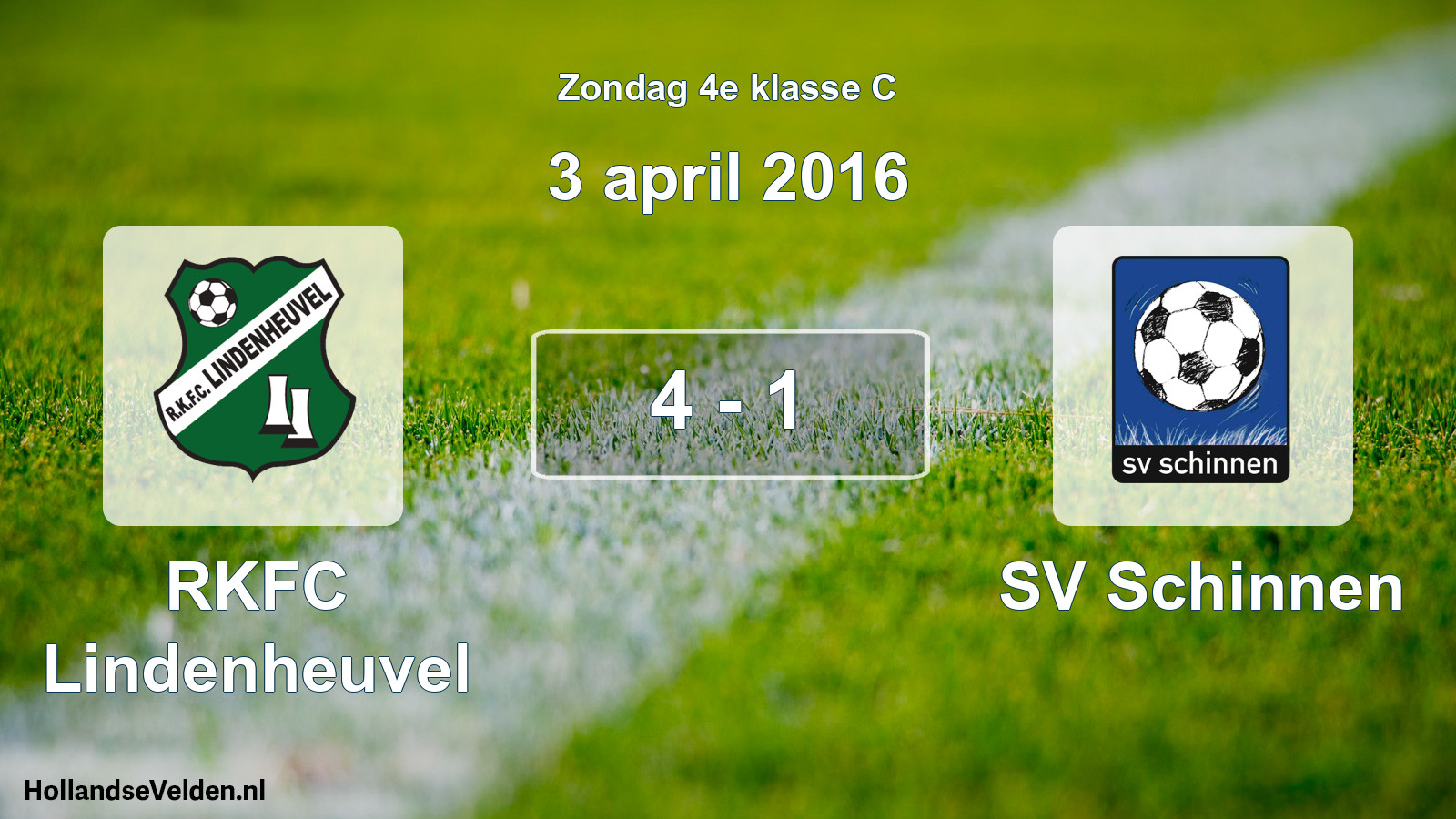 Total number of matches played: RKFC Lindenheuvel - SV Schinnen 4 - 1 (3 April 2016)