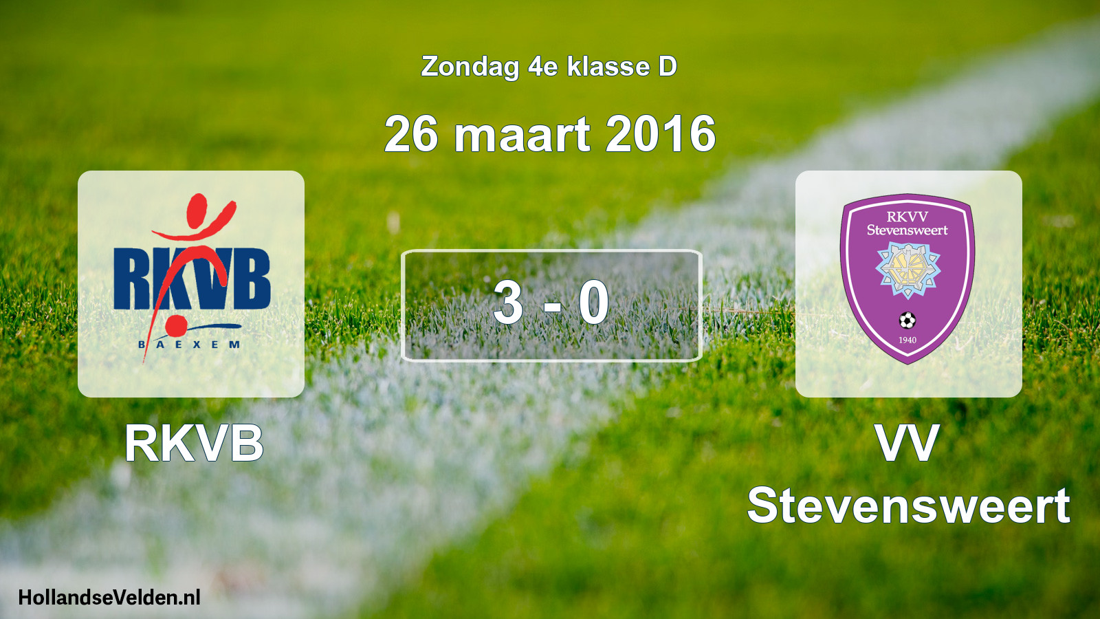 Total number of matches played: RKVB - VV Stevensweert 3 - 0 (26 March 2016)