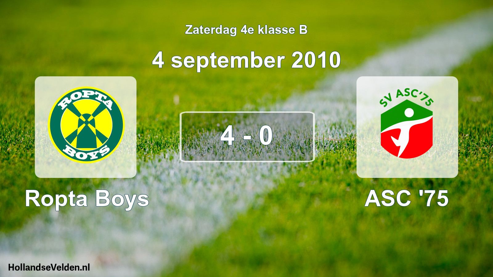 Total number of matches played: Ropta Boys - ASC '75 4 - 0 (4 September 2010)