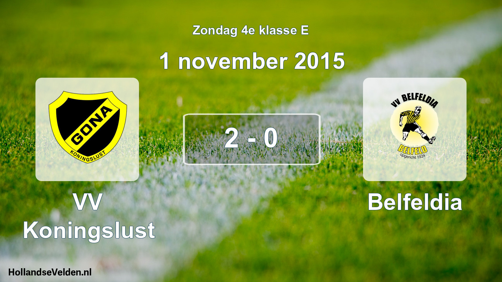 Total number of matches played: VV Koningslust - Belfeldia 2 - 0 (1 November 2015)