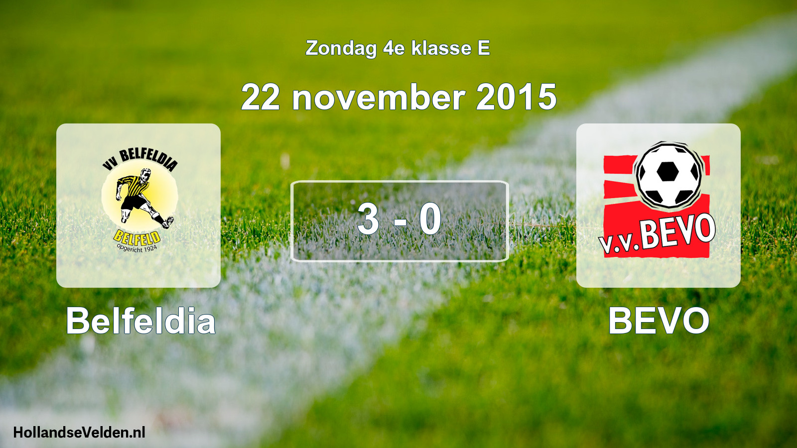 Total number of matches played: Belfeldia - BEVO 3 - 0 (22 November 2015)