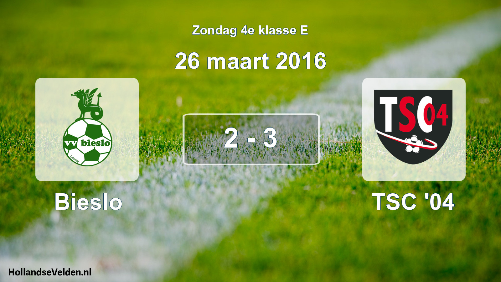 Total number of matches played: Bieslo - TSC '04 2 - 3 (26 March 2016)