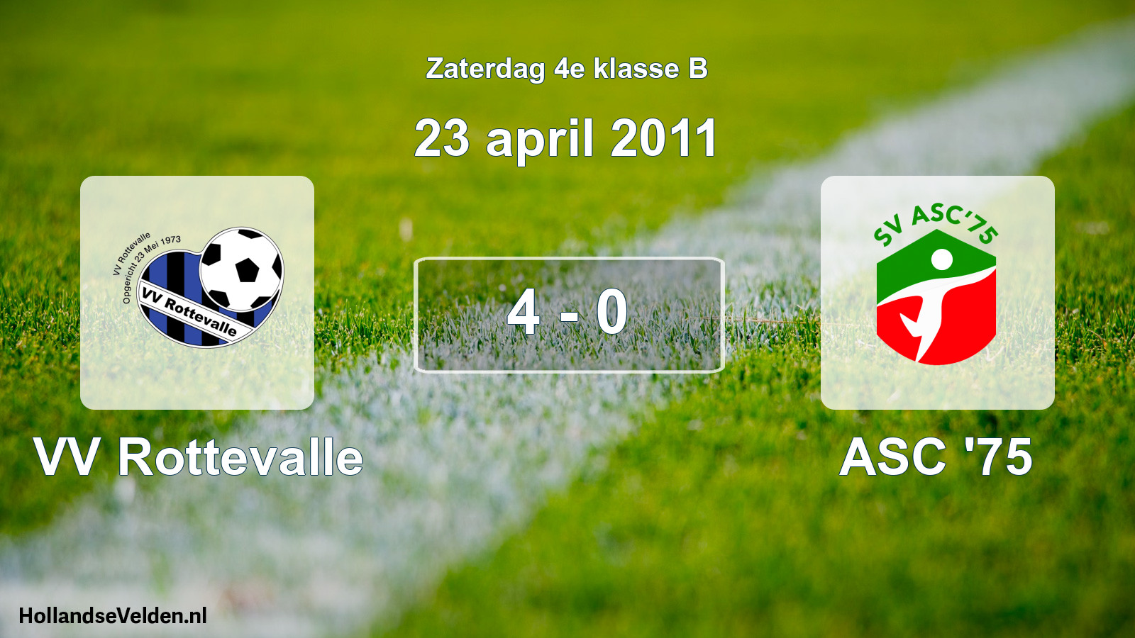 Total number of matches played: VV Rottevalle - ASC '75 4 - 0 (23 April 2011)