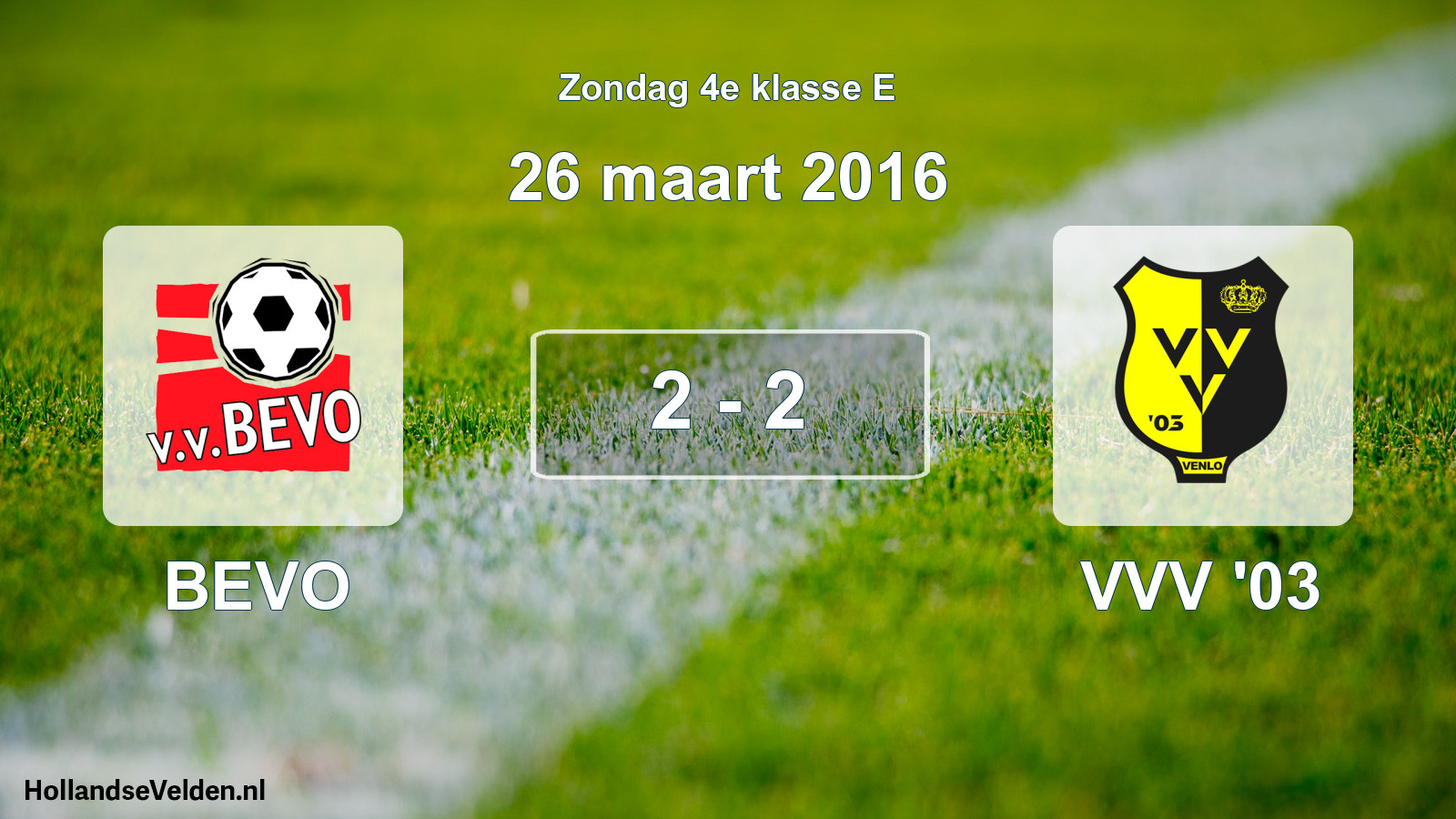 Total number of matches played: BEVO - VVV '03 2 - 2 (26 March 2016)