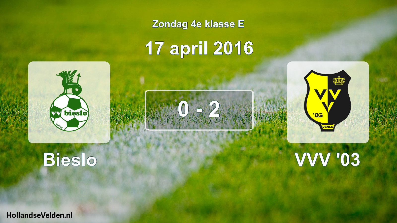 Total number of matches played: Bieslo - VVV '03 0 - 2 (17 April 2016)
