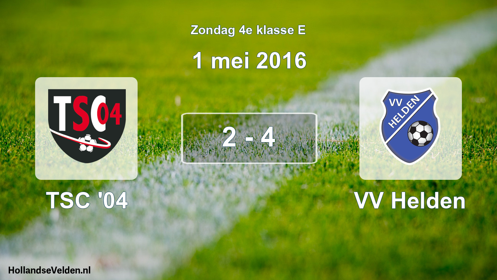 Total number of matches played: TSC '04 - VV Helden 2 - 4 (1 May 2016)