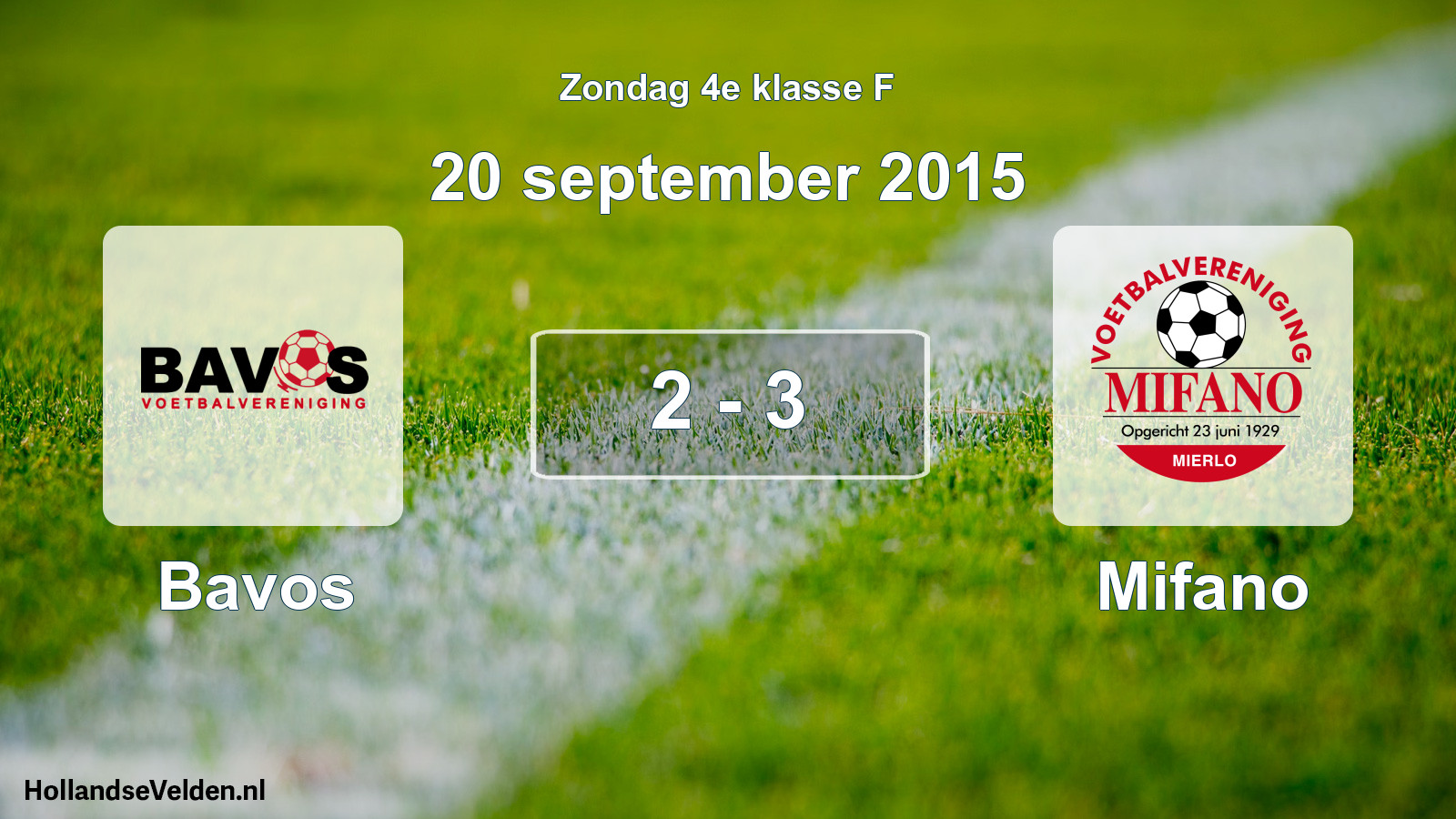 Total number of matches played: Bavos - Mifano 2 - 3 (20 September 2015)
