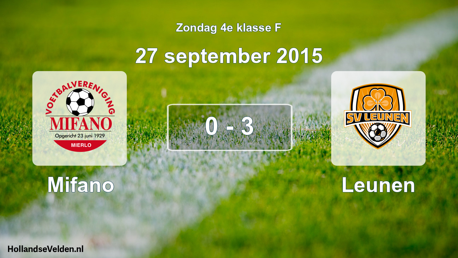 Total number of matches played: Mifano - Leunen 0 - 3 (27 September 2015)
