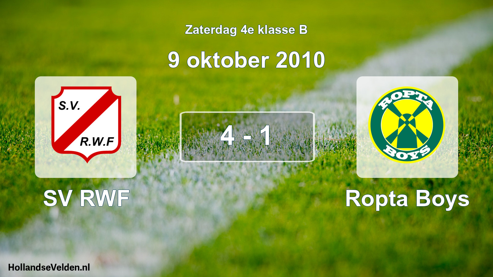 Total number of matches played: SV RWF - Ropta Boys 4 - 1 (9 October 2010)