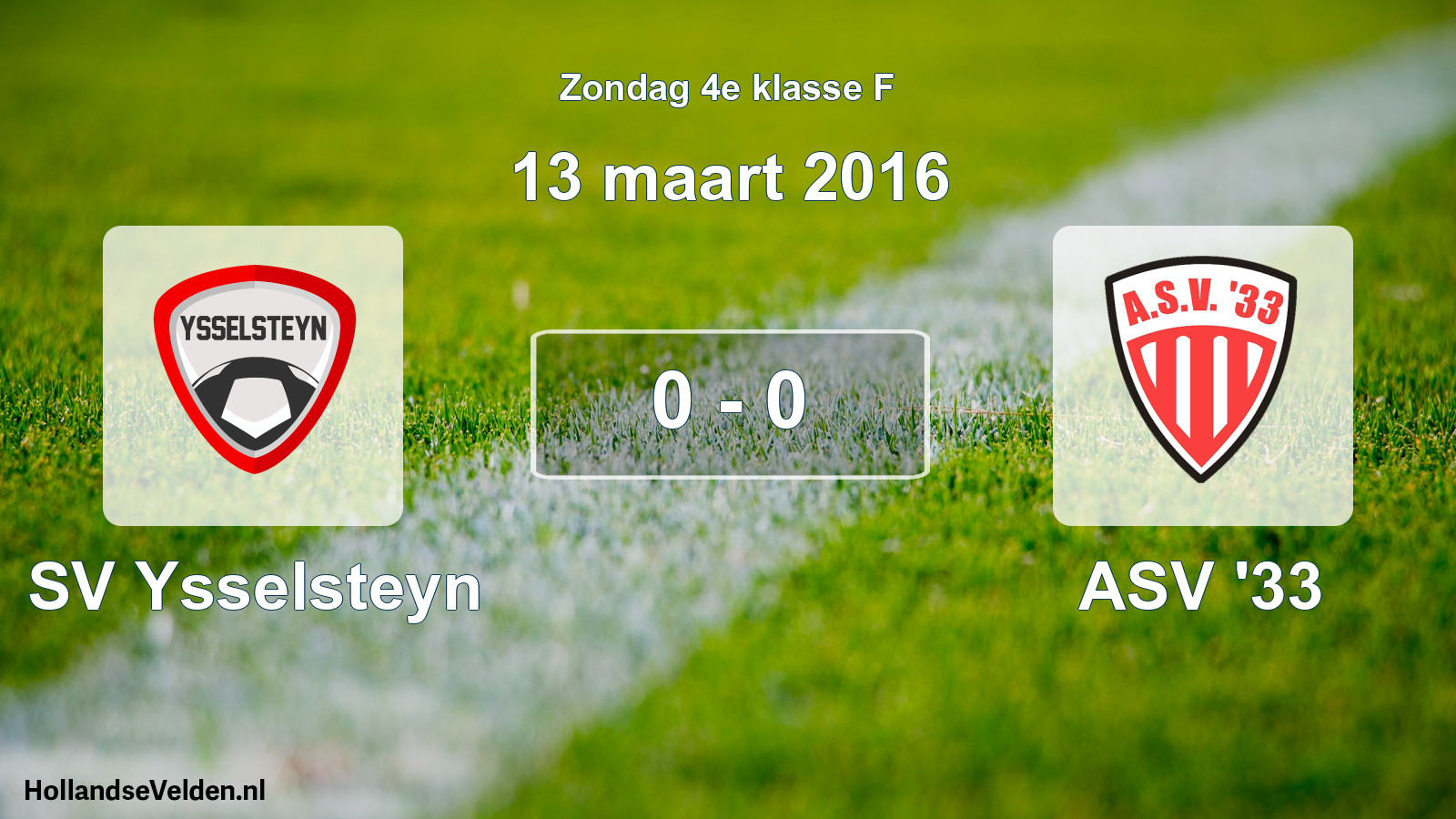 Total number of matches played: SV Ysselsteyn - ASV '33 0 - 0 (13 March 2016)