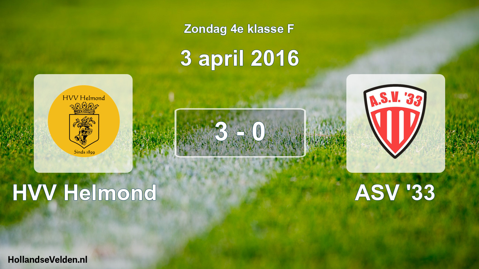 Total number of matches played: HVV Helmond - ASV '33 3 - 0 (3 April 2016)