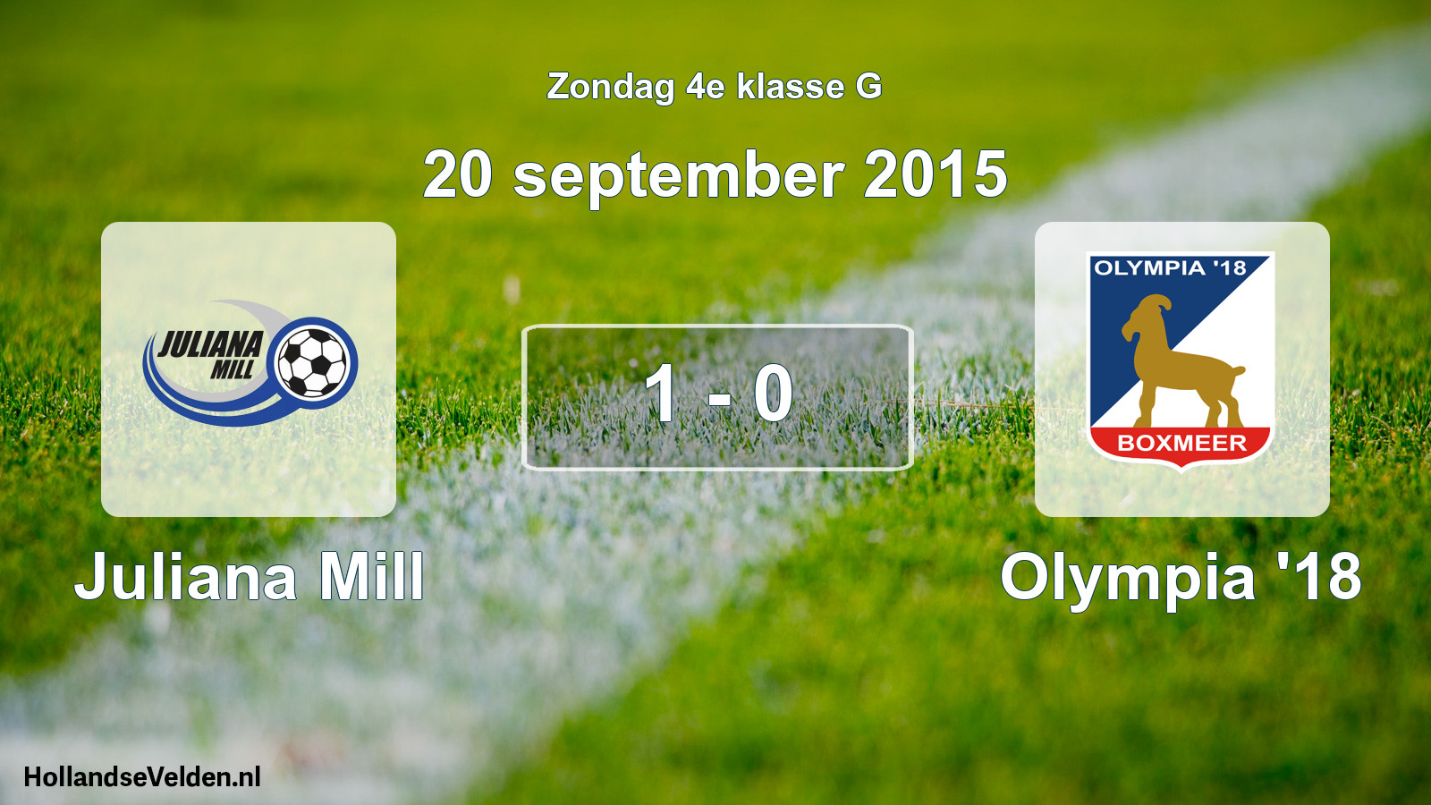 Total number of matches played: Juliana Mill - Olympia '18 1 - 0 (20 September 2015)