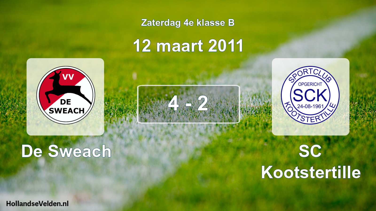 Total number of matches played: De Sweach - SC Kootstertille 4 - 2 (12 March 2011)