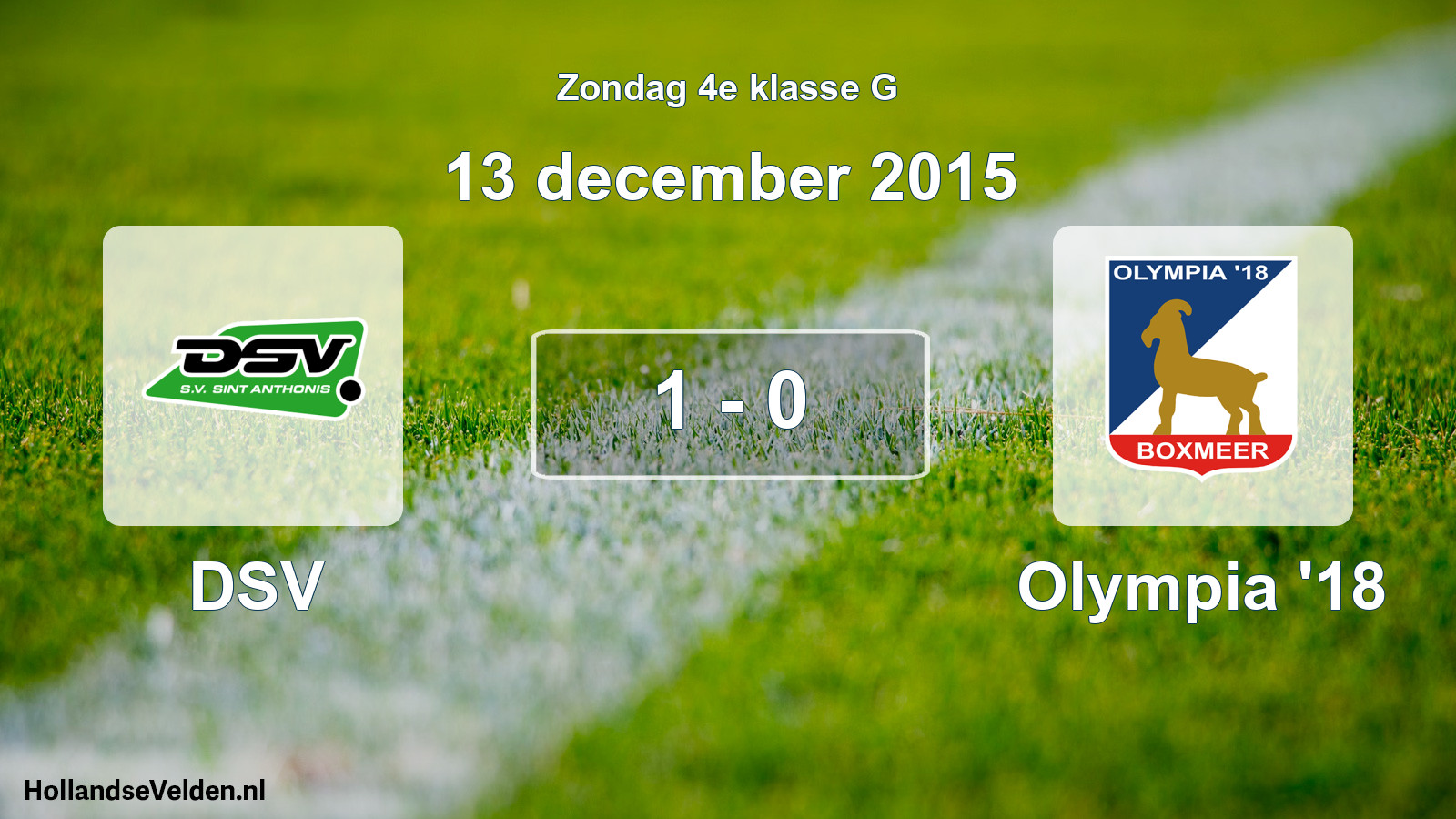 Total number of matches played: DSV - Olympia '18 1 - 0 (13 December 2015)