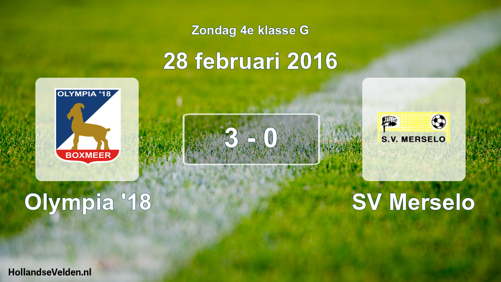 Total number of matches played: Olympia '18 - SV Merselo 3 - 0 (28 February 2016)