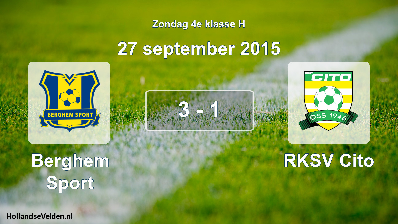 Total number of matches played: Berghem Sport - RKSV Cito 3 - 1 (27 September 2015)
