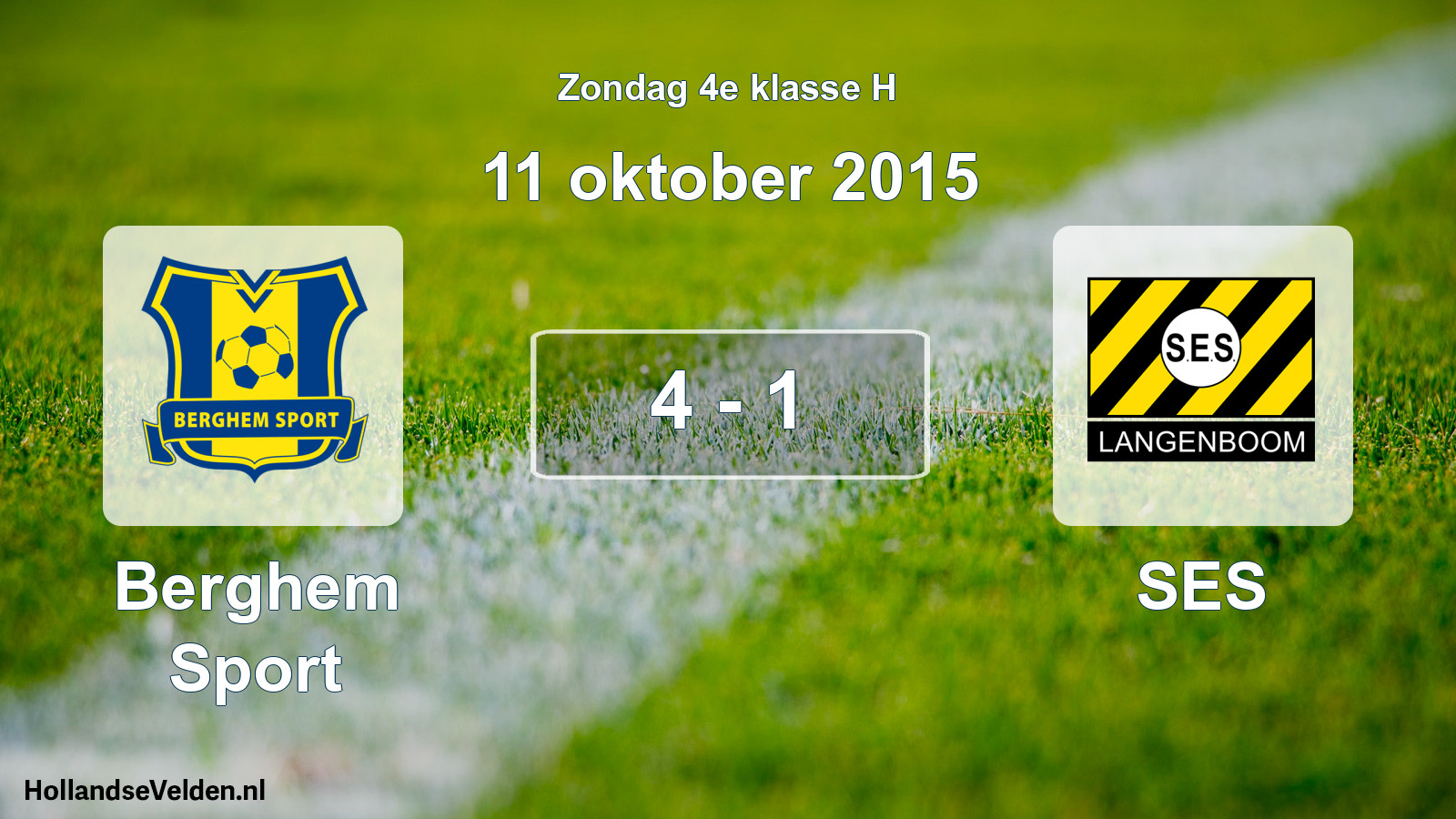 Total number of matches played: Berghem Sport - SES 4 - 1 (11 October 2015)
