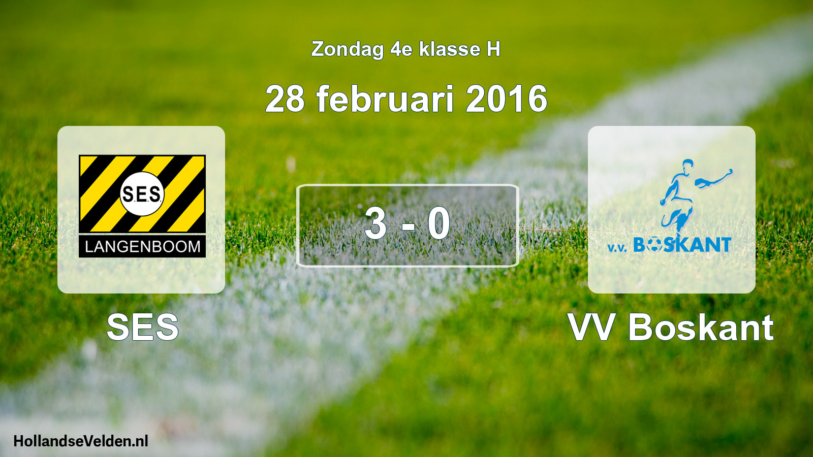 Total number of matches played: SES - VV Boskant 3 - 0 (28 February 2016)