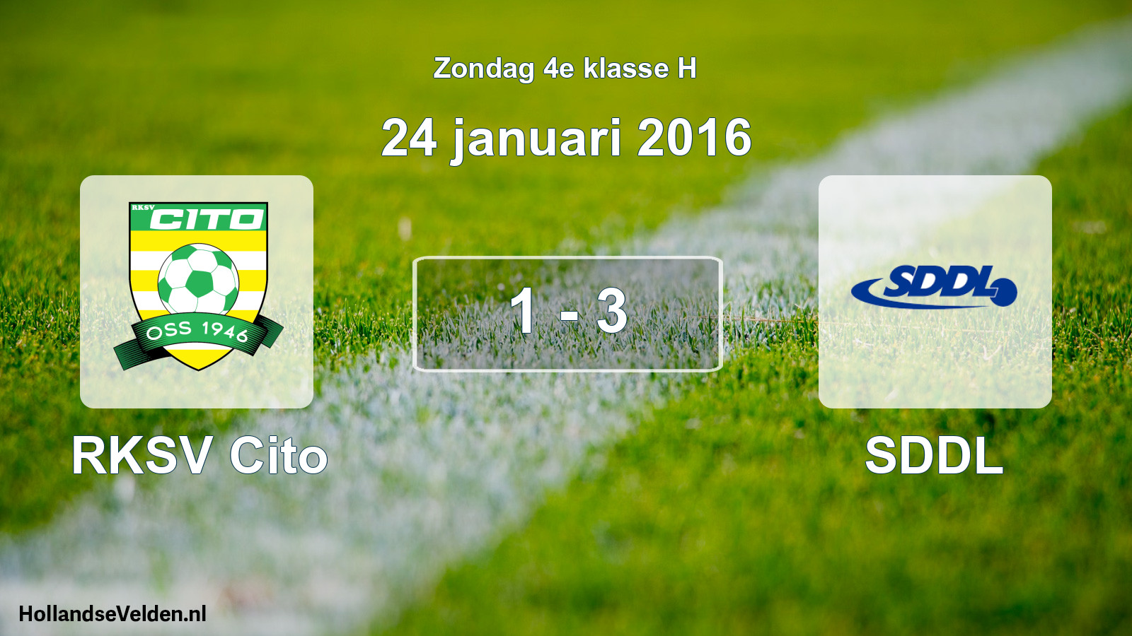 Total number of matches played: RKSV Cito - SDDL 1 - 3 (24 January 2016)