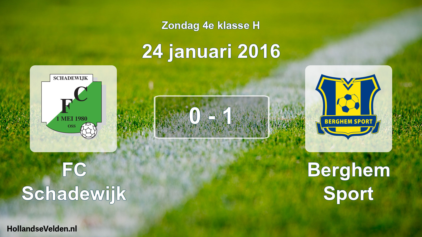 Total number of matches played: FC Schadewijk - Berghem Sport 0 - 1 (24 January 2016)