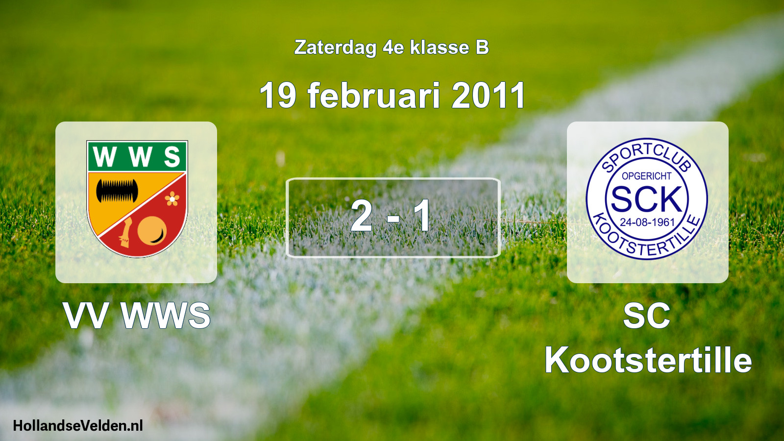Total number of matches played: VV WWS - SC Kootstertille 2 - 1 (19 February 2011)