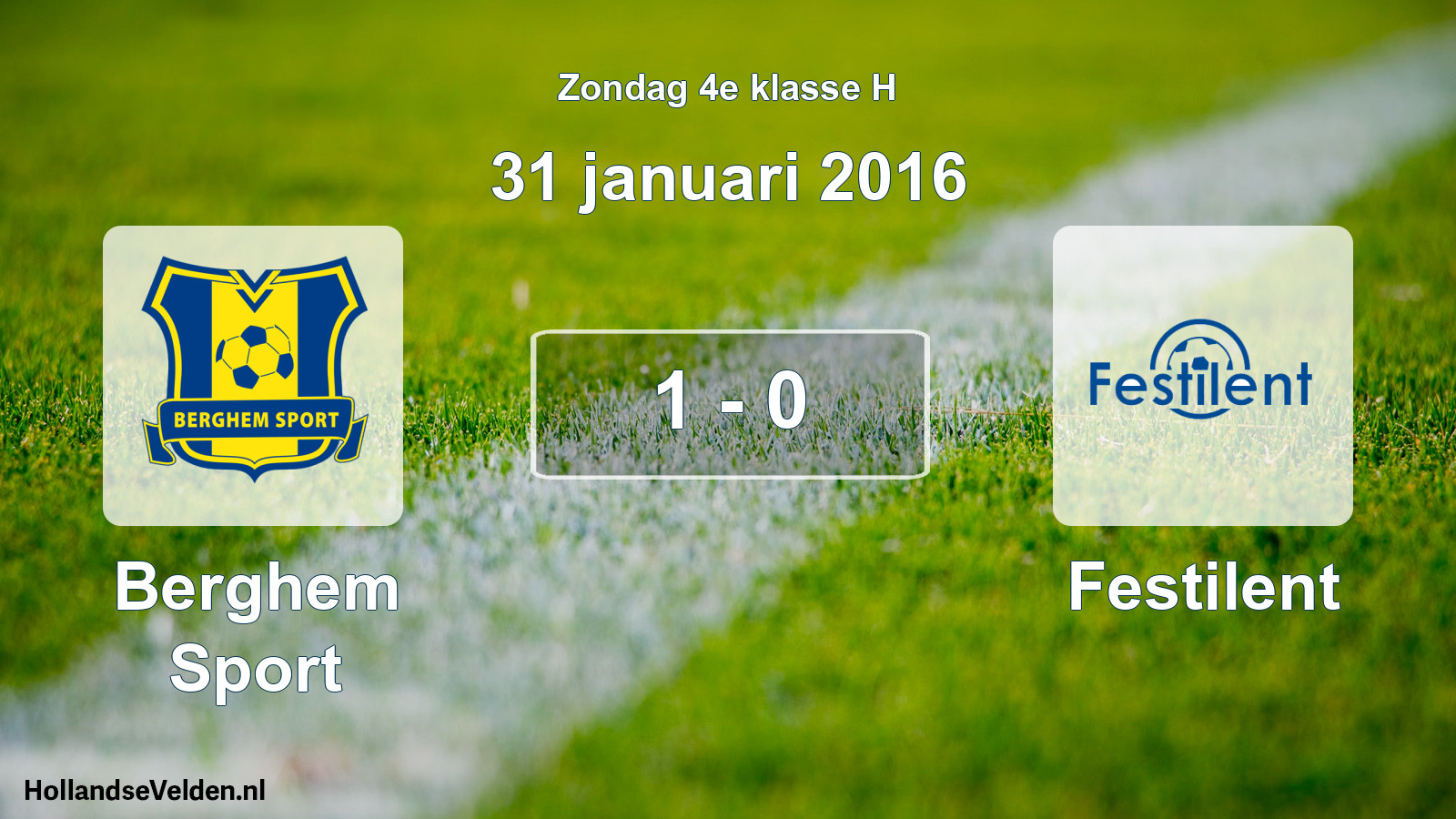 Total number of matches played: Berghem Sport - Festilent 1 - 0 (31 January 2016)