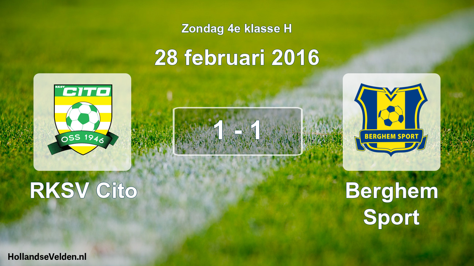 Total number of matches played: RKSV Cito - Berghem Sport 1 - 1 (28 February 2016)