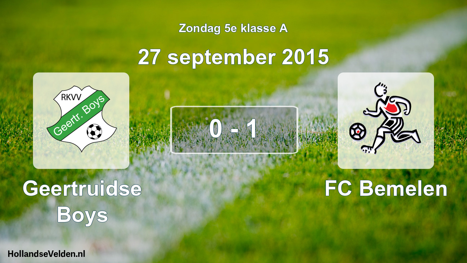 Total number of matches played: Geertruidse Boys - FC Bemelen 0 - 1 (27 September 2015)