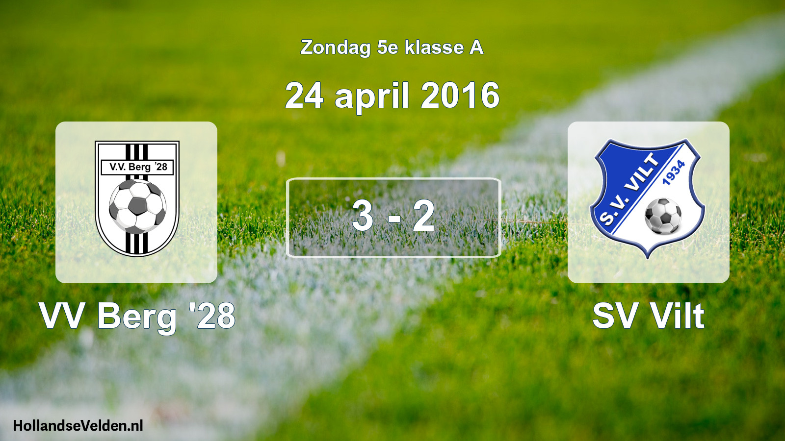 Total number of matches played: VV Berg '28 - SV Vilt 3 - 2 (24 April 2016)