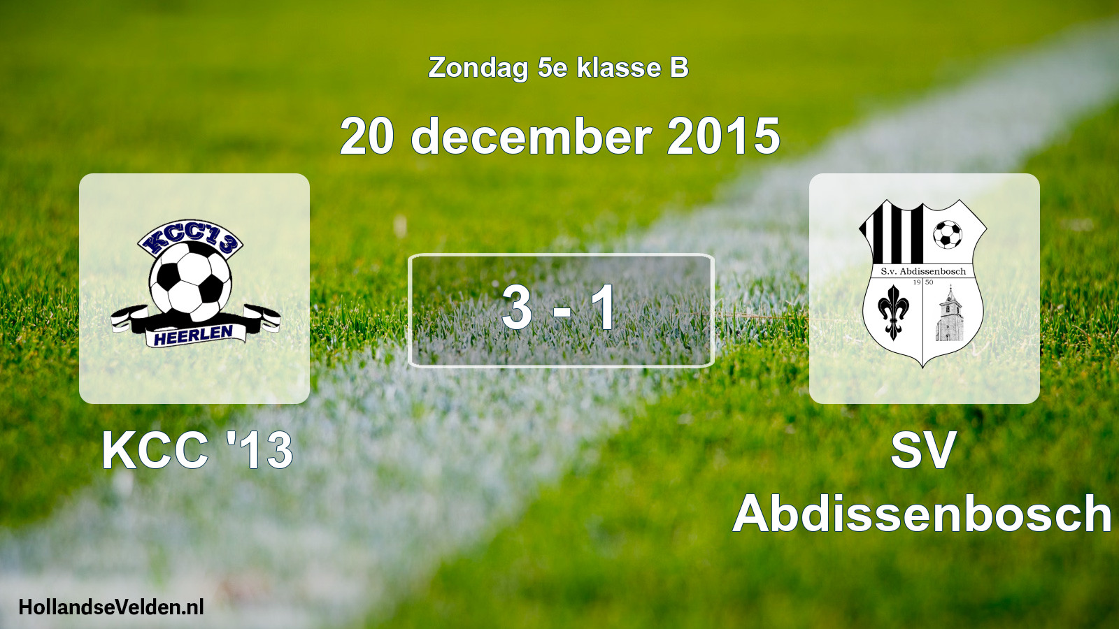 Total number of matches played: KCC '13 - SV Abdissenbosch 3 - 1 (20 December 2015)