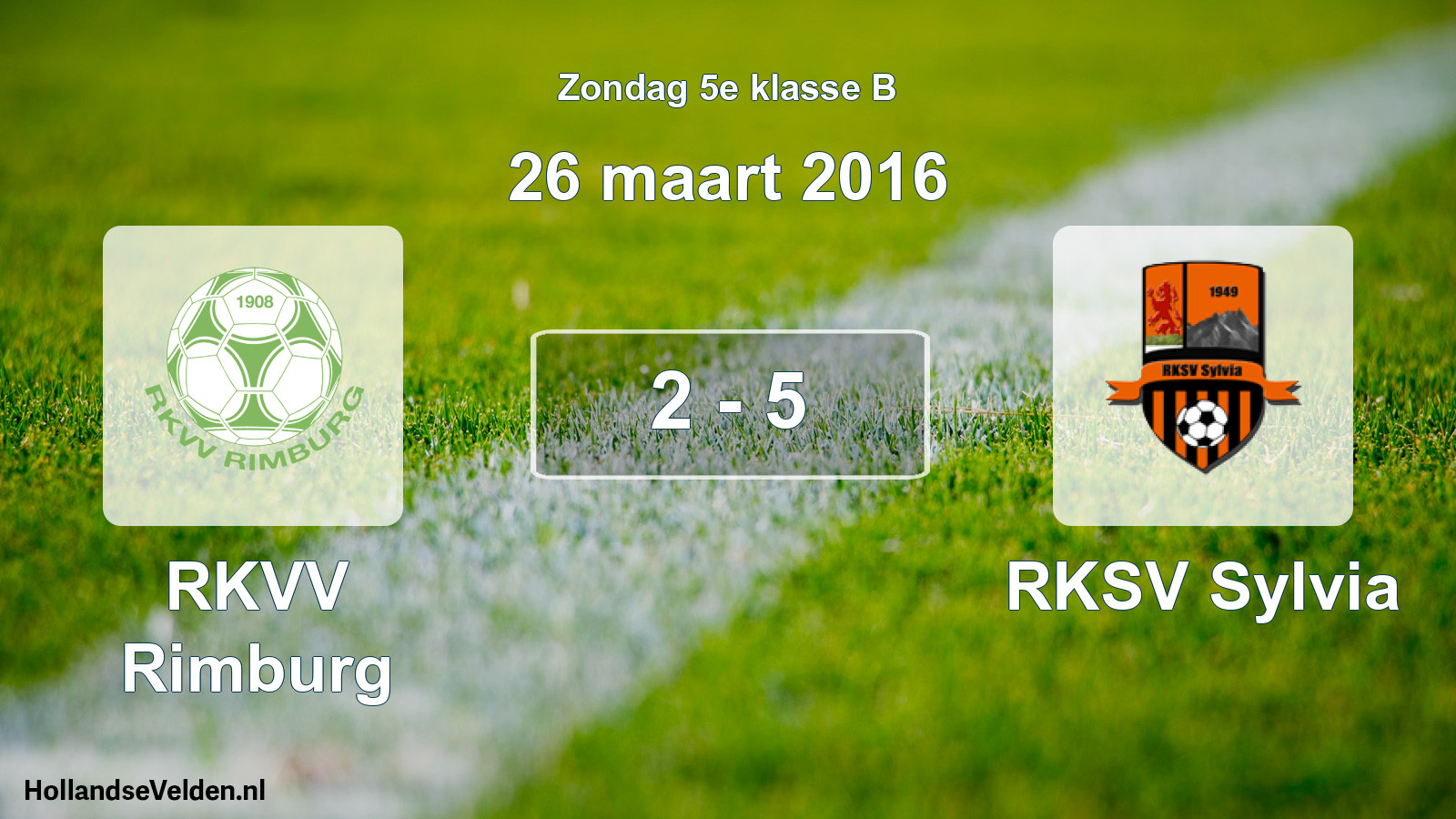 Total number of matches played: RKVV Rimburg - RKSV Sylvia 2 - 5 (26 March 2016)
