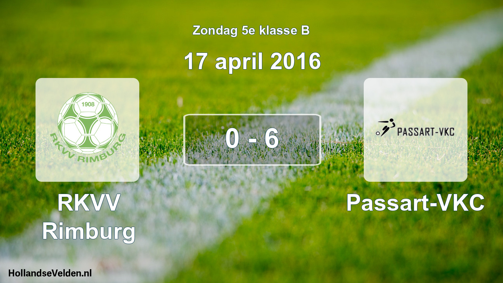 Total number of matches played: RKVV Rimburg - Passart-VKC 0 - 6 (17 April 2016)