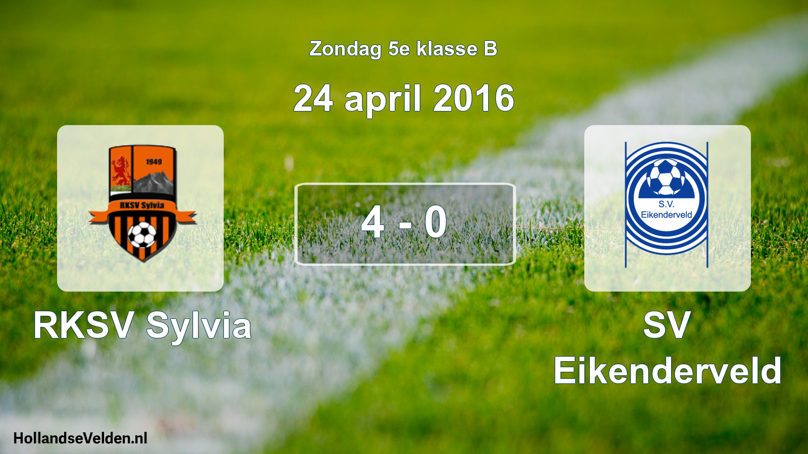Total number of matches played: RKSV Sylvia - SV Eikenderveld 4 - 0 (24 April 2016)