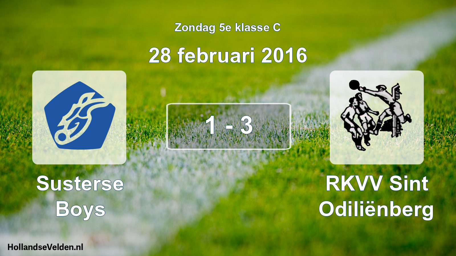 Total number of matches played: Susterse Boys - RKVV Sint Odiliënberg 1 - 3 (28 February 2016)