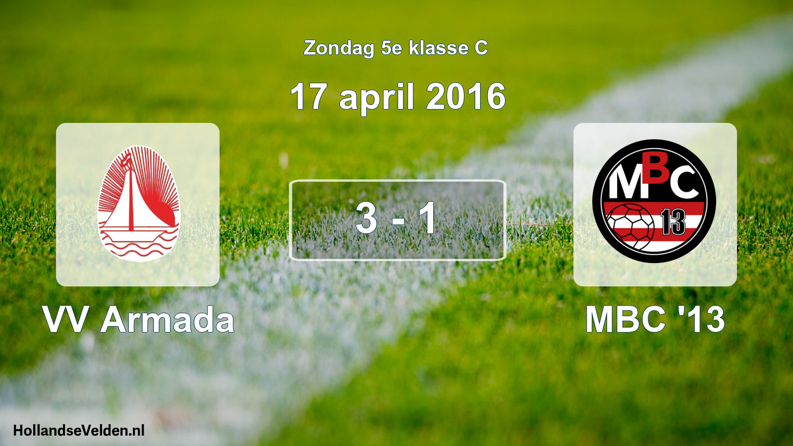 Total number of matches played: VV Armada - MBC '13 3 - 1 (17 April 2016)