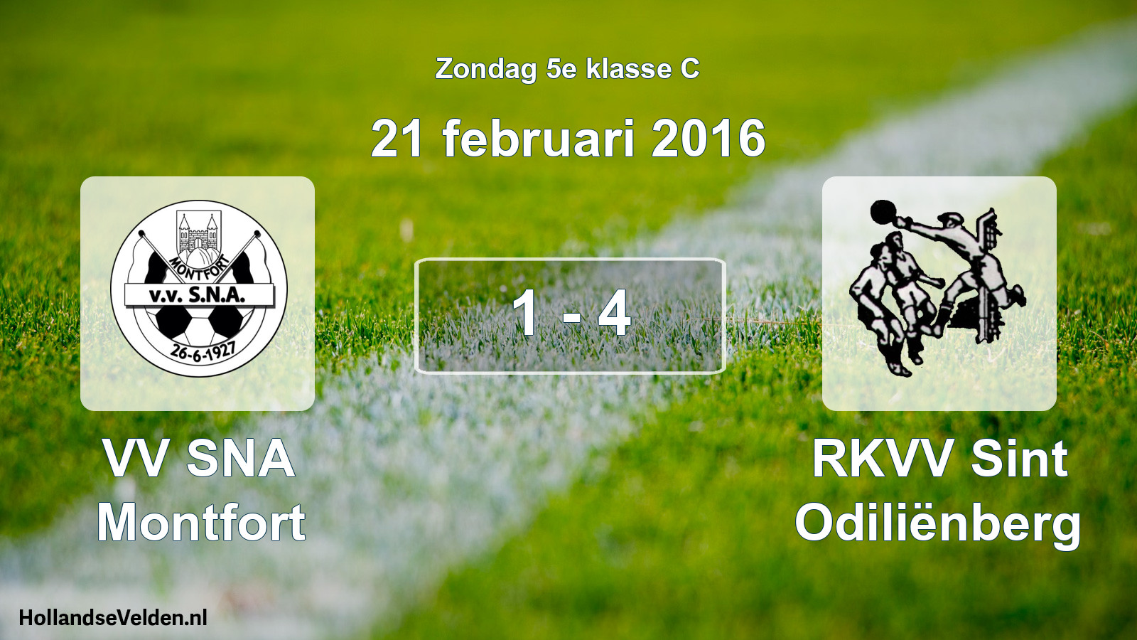 Total number of matches played: VV SNA Montfort - RKVV Sint Odiliënberg 1 - 4 (21 February 2016)