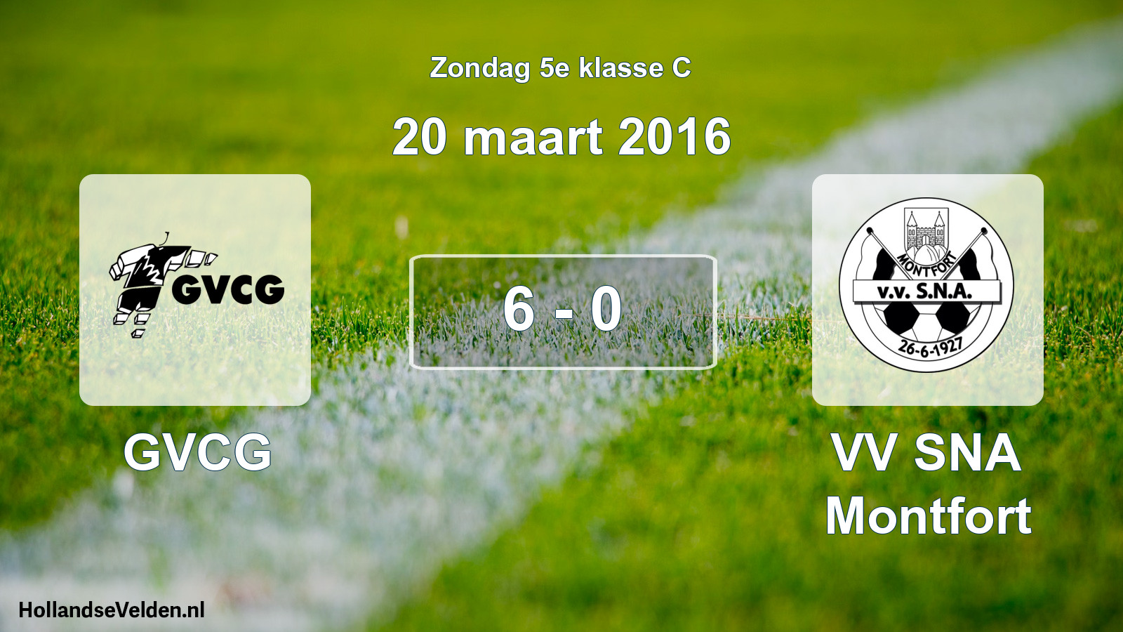 Total number of matches played: GVCG - VV SNA Montfort 6 - 0 (20 March 2016)