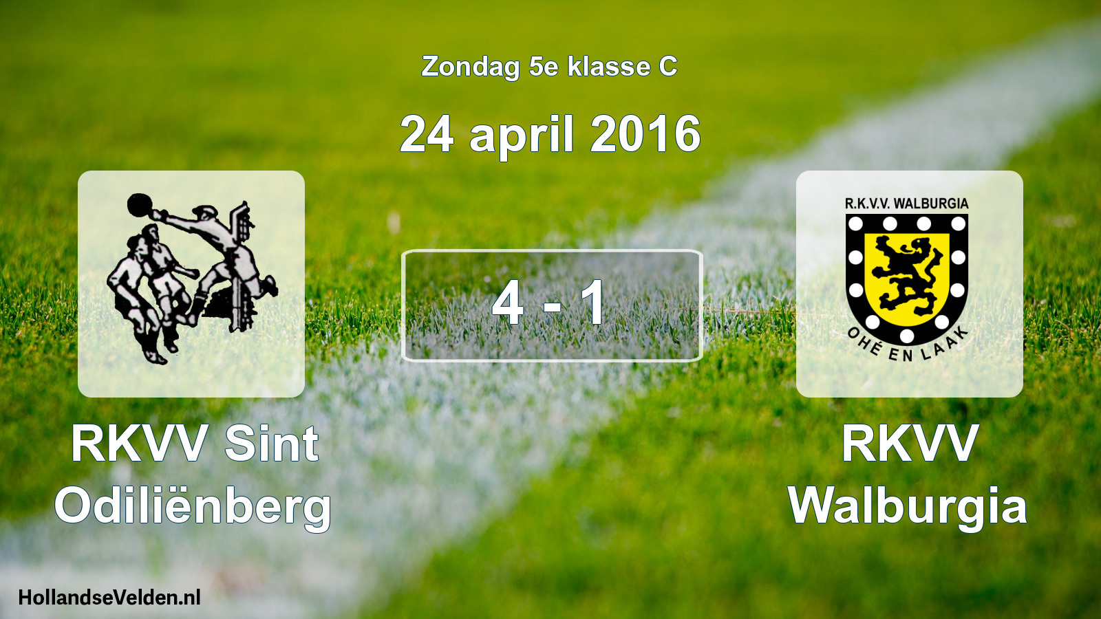 Total number of matches played: RKVV Sint Odiliënberg - RKVV Walburgia 4 - 1 (24 April 2016)