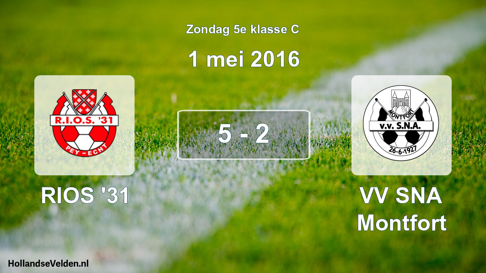 Total number of matches played: RIOS '31 - VV SNA Montfort 5 - 2 (1 May 2016)