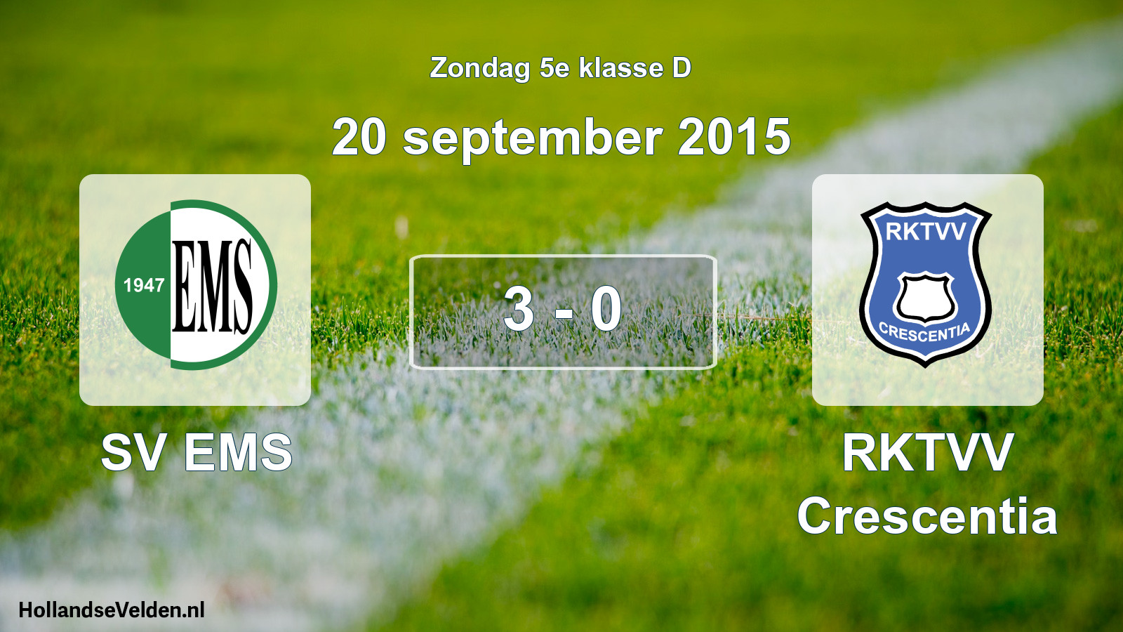 Total number of matches played: SV EMS - RKTVV Crescentia 3 - 0 (20 September 2015)