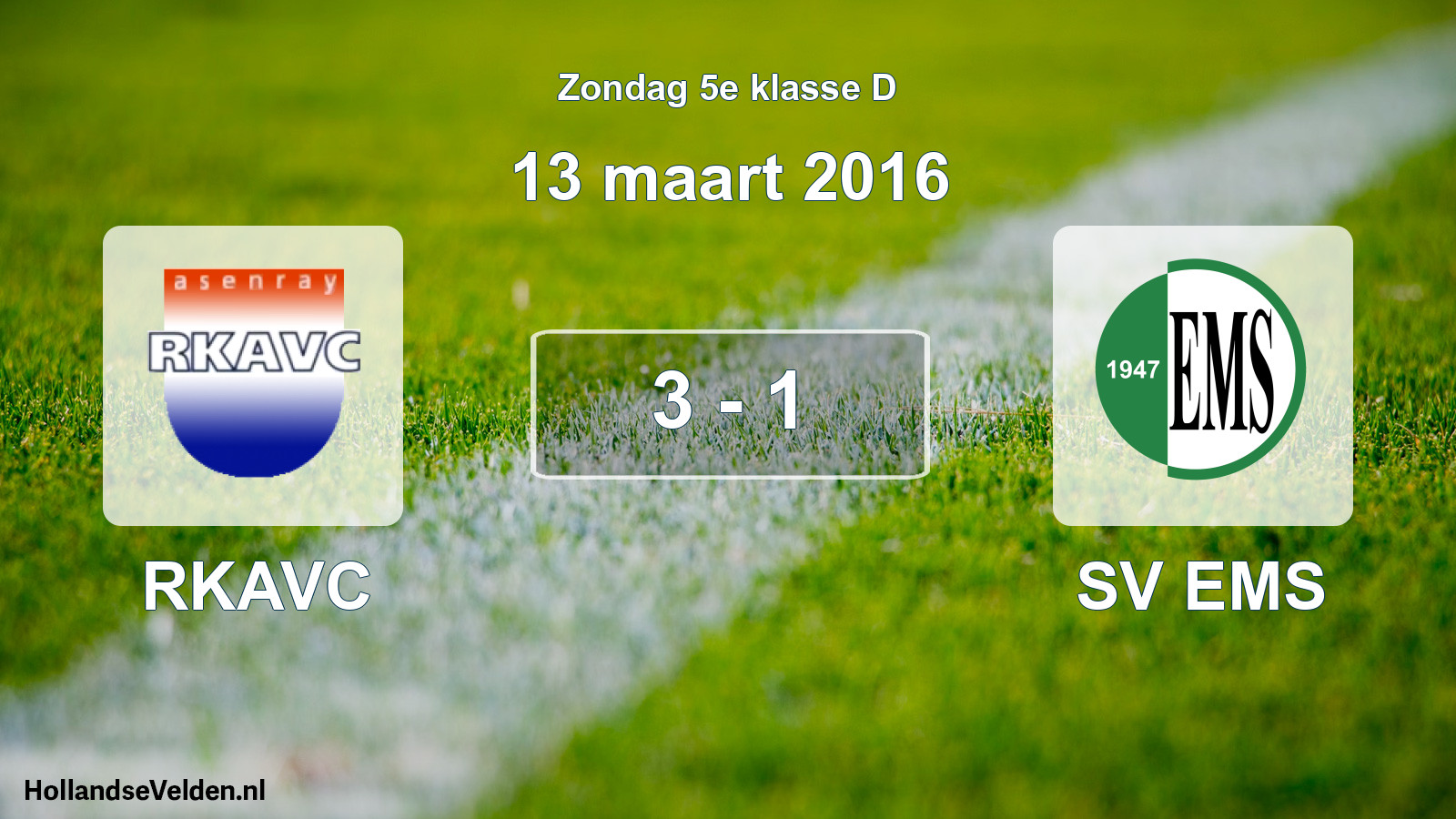 Total number of matches played: RKAVC - SV EMS 3 - 1 (13 March 2016)