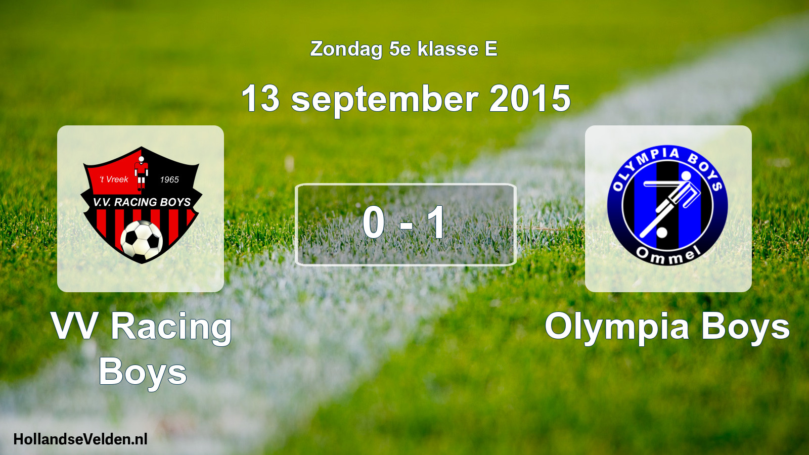 Total number of matches played: VV Racing Boys - Olympia Boys 0 - 1 (13 September 2015)