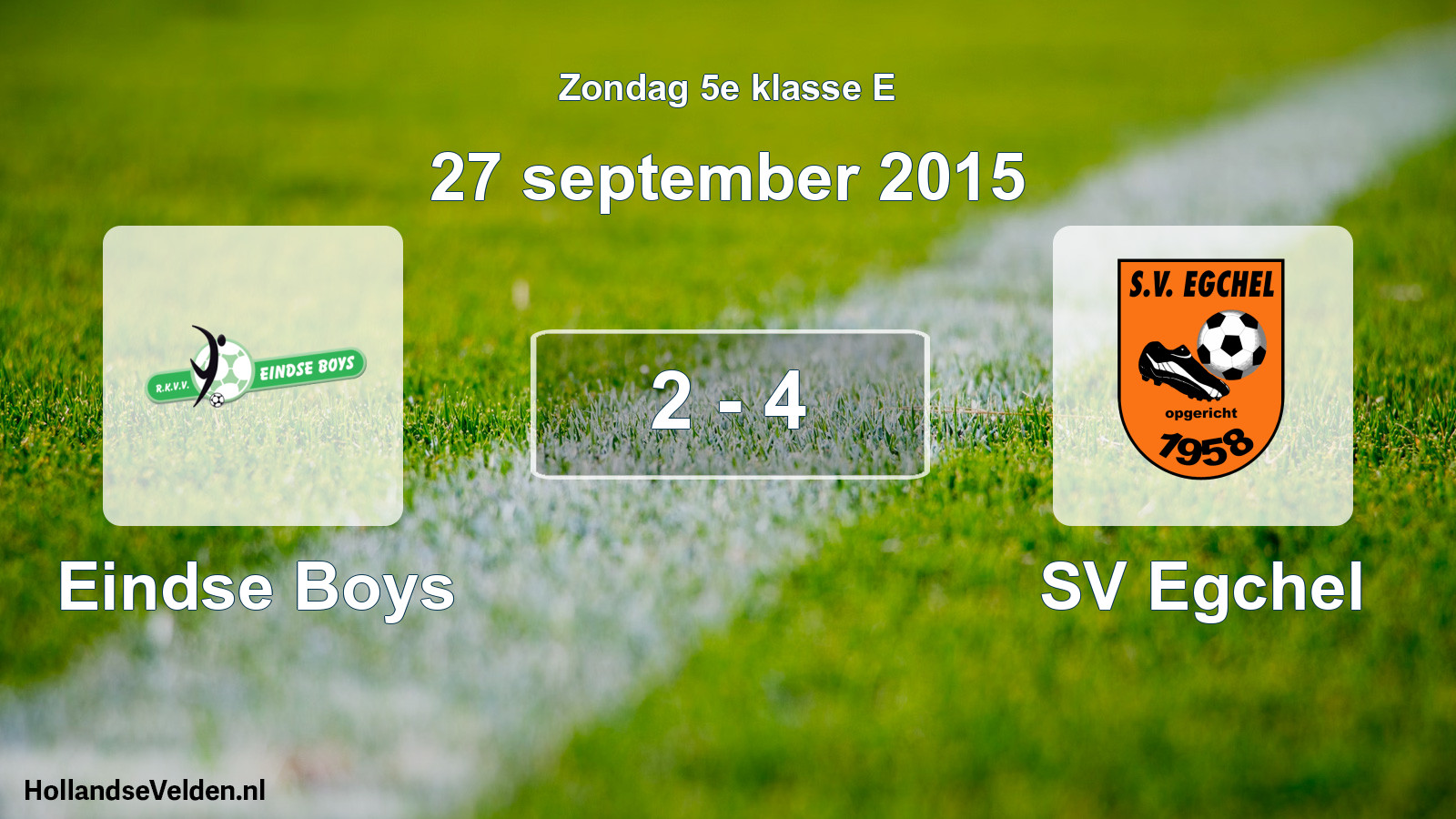 Total number of matches played: Eindse Boys - SV Egchel 2 - 4 (27 September 2015)