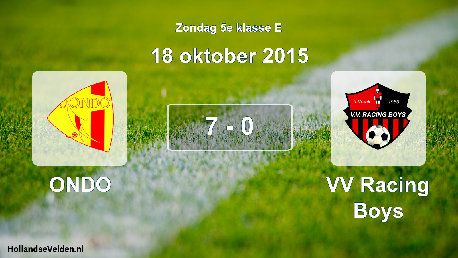 Total number of matches played: ONDO - VV Racing Boys 7 - 0 (18 October 2015)